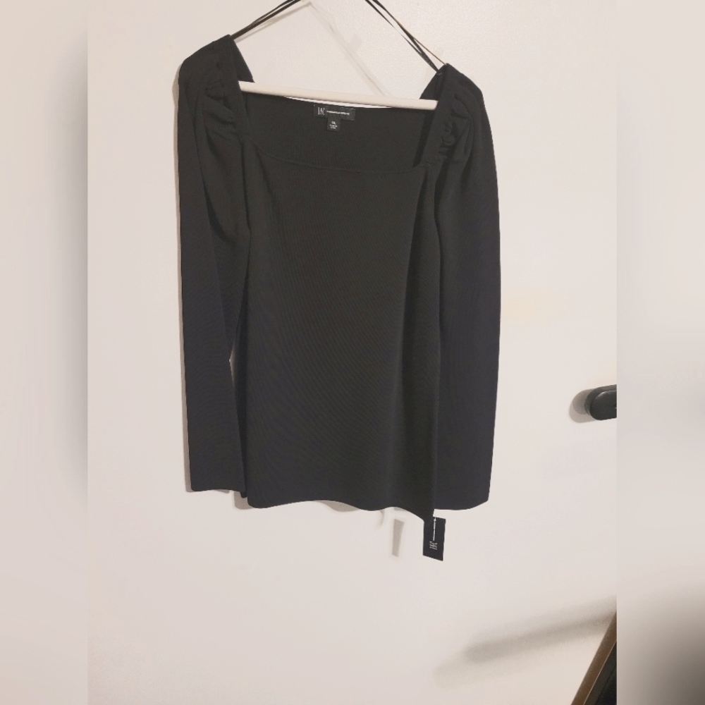 INC women black cable gauge sweater knit top size XXL